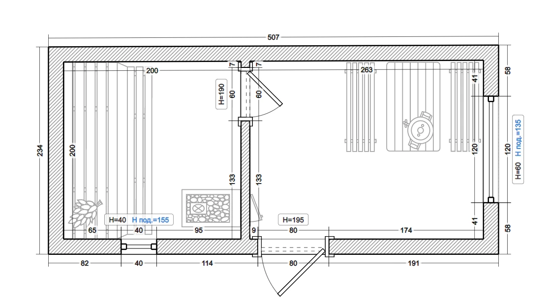 Планировка бани